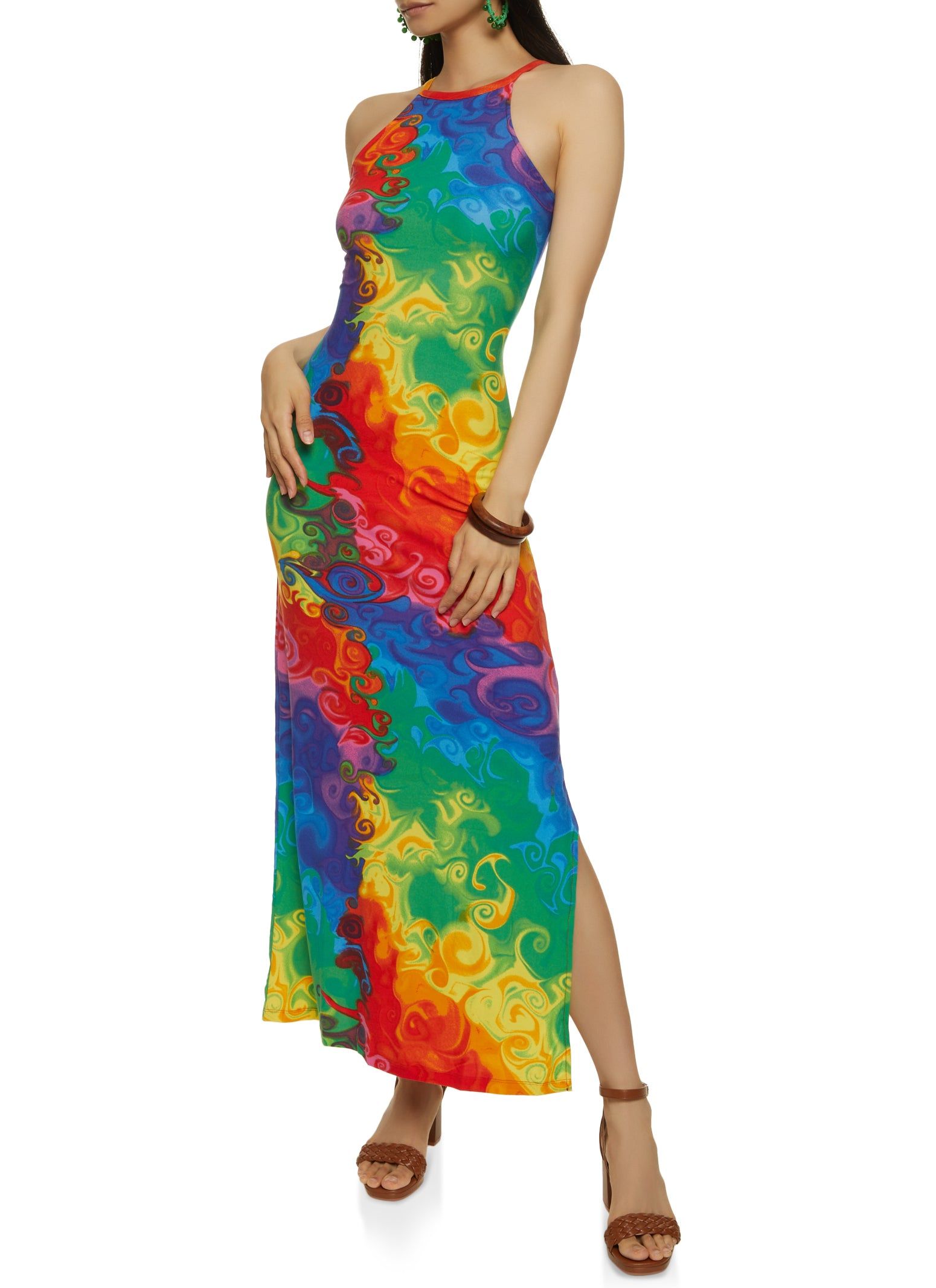 Psychedelic Print High Neck Maxi Dress sold by Rainbow product image thumbnail 2