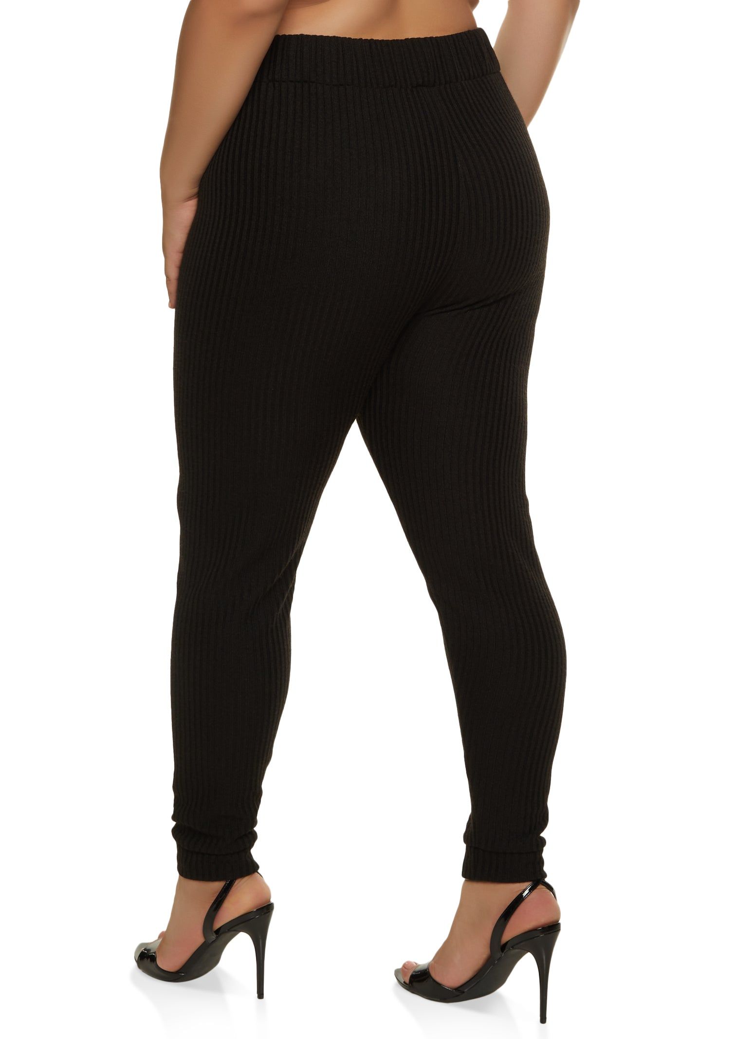 Plus Size Ribbed Knit High Waisted Leggings sold by Rainbow product image thumbnail 2