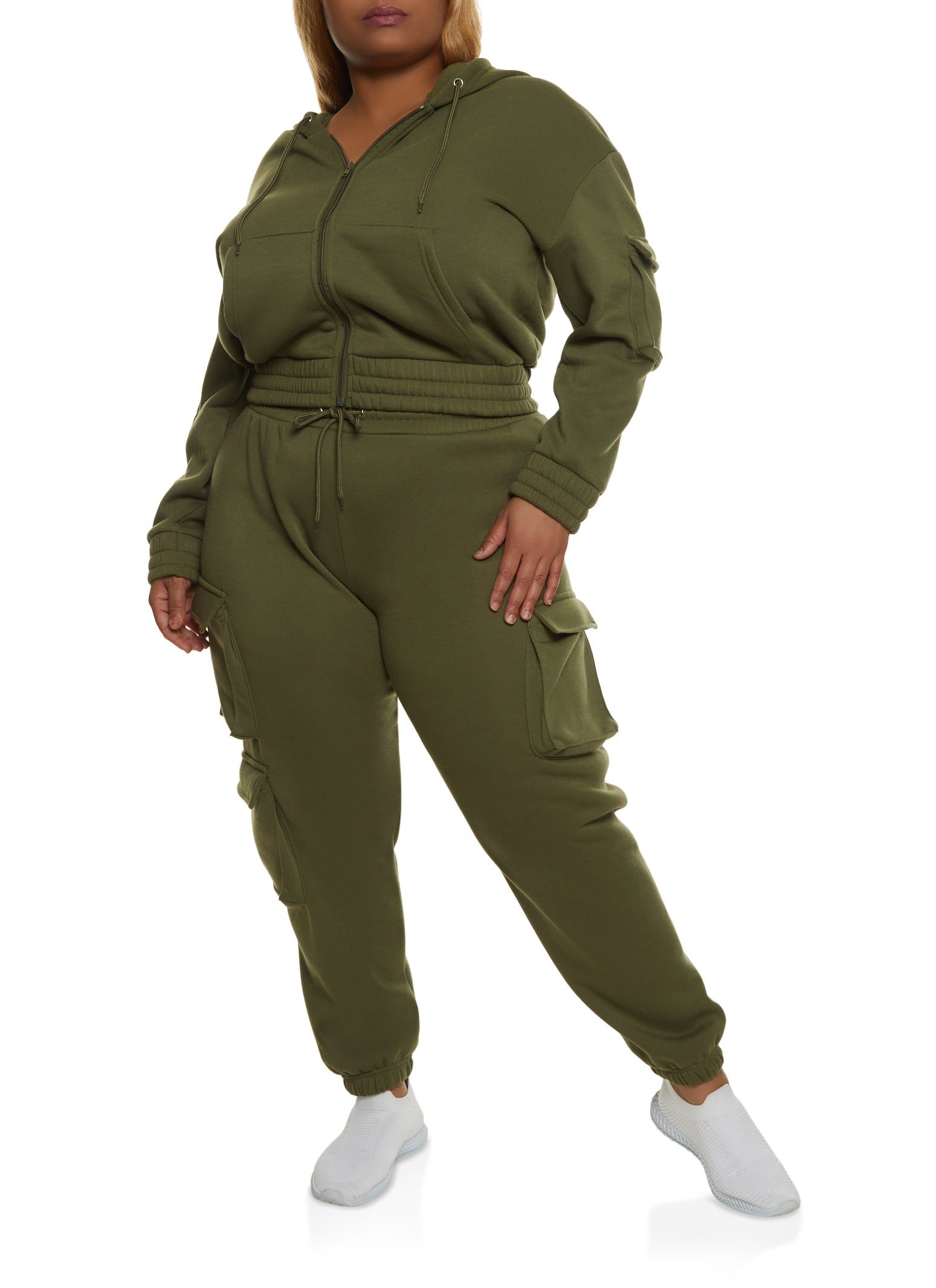 Plus Size Zip Front Cargo Pocket Hoodie sold by Rainbow product image thumbnail 2