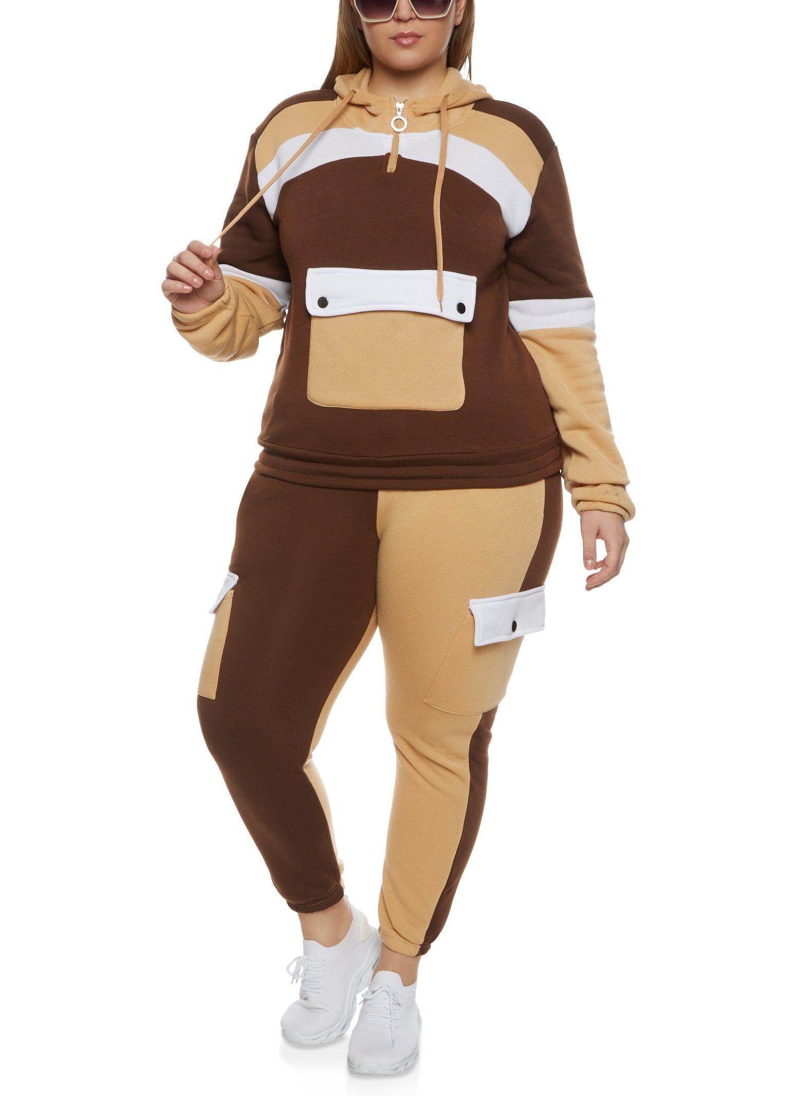 Plus Size Color Block Flap Pocket Hoodie sold by Rainbow product image thumbnail 2