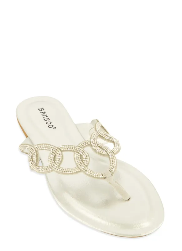 Rhinestone Loop Thong Slide Sandals sold by Rainbow