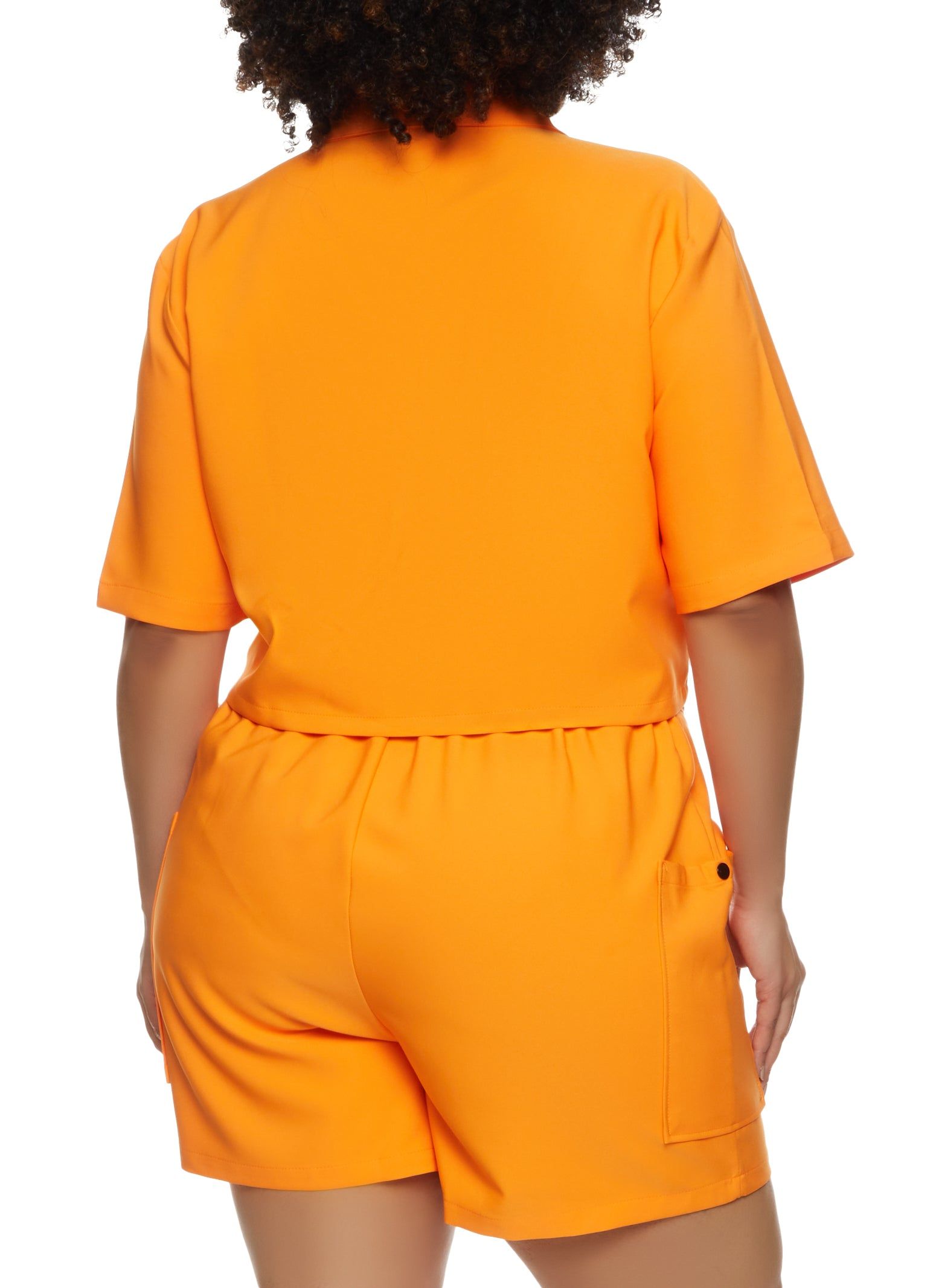 Plus Size Snap Button Front Cropped Shirt sold by Rainbow product image thumbnail 3