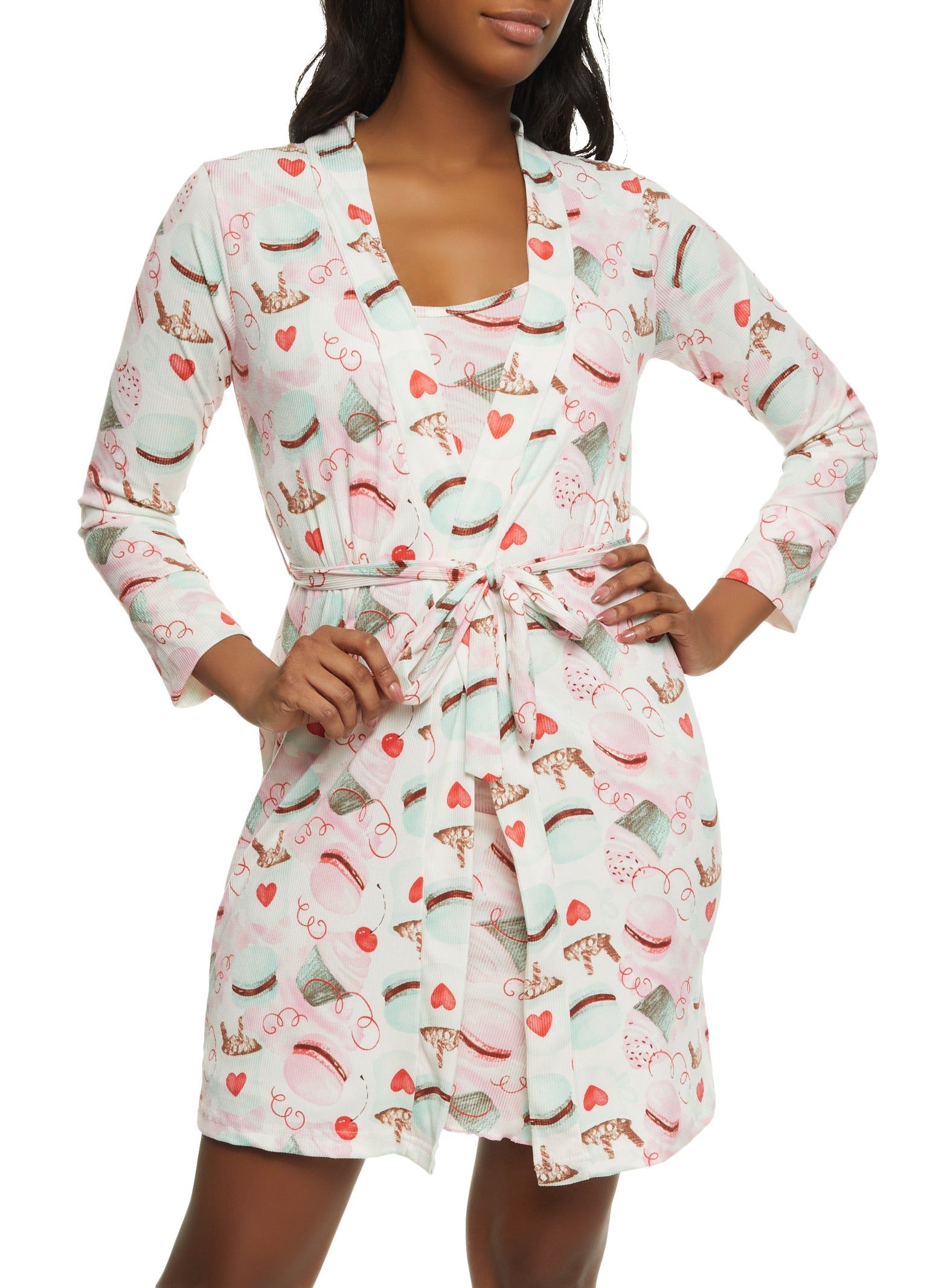 Ribbed Cupcake Print Cami Nightgown and Robe sold by Rainbow