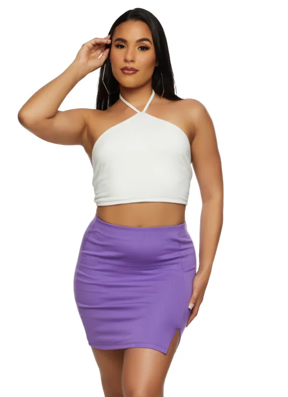 Split Hem High Waist Mini Skirt sold by Rainbow