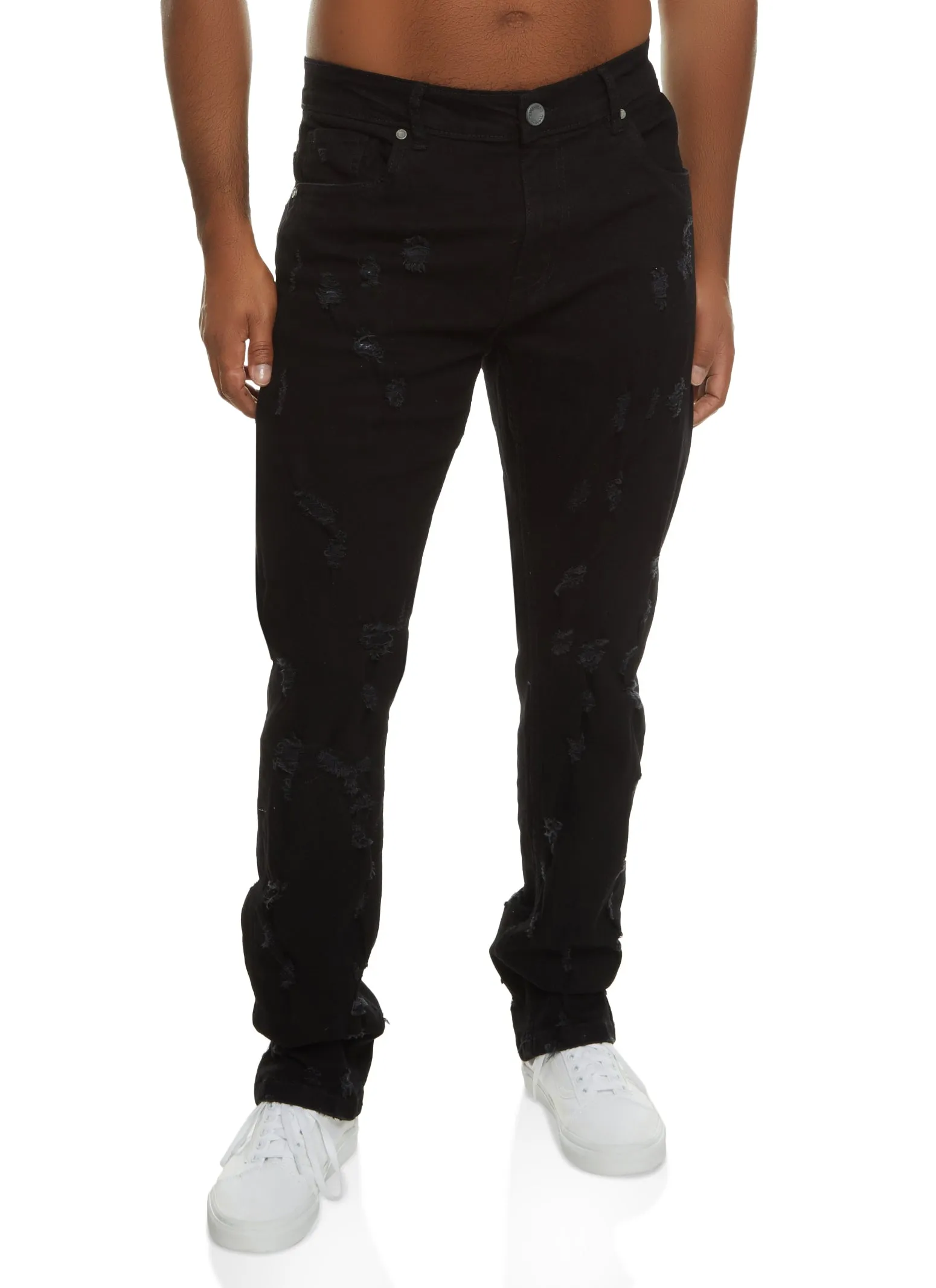 Mens Distressed Slim Leg Jeans sold by Rainbow