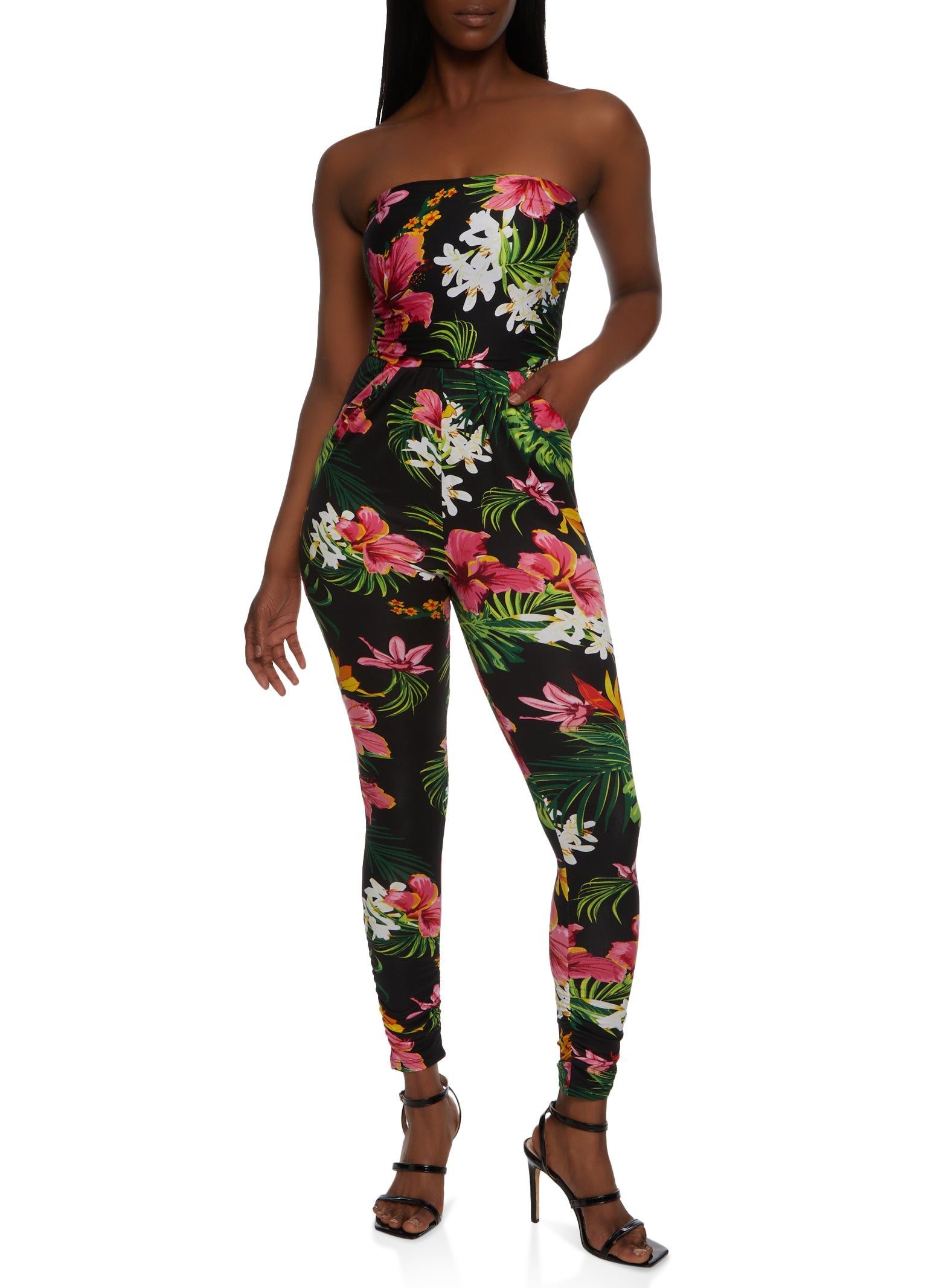 Floral Print Strapless Pocket Jumpsuit sold by Rainbow product image thumbnail 2