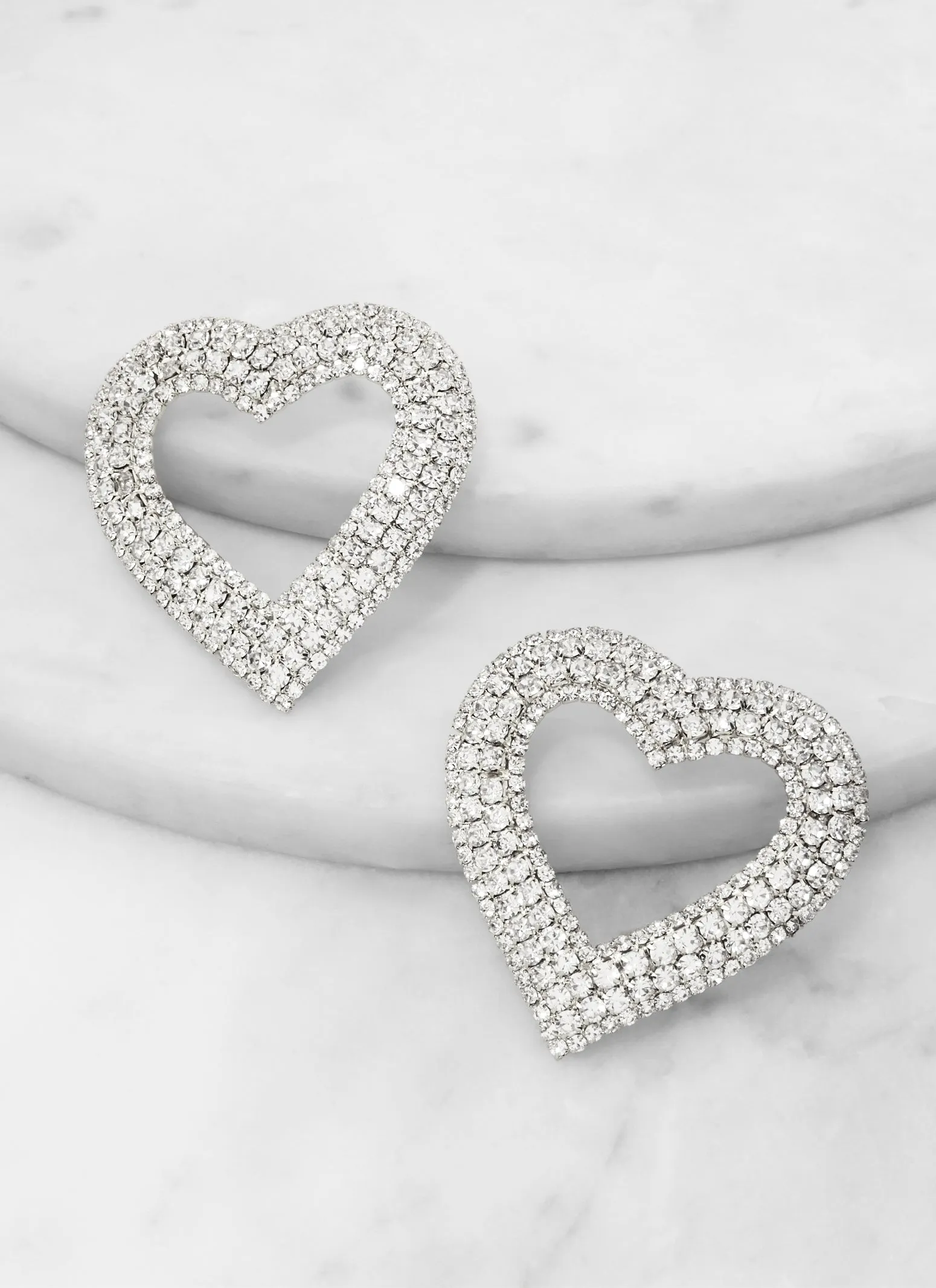 Rhinestone Heart Statement Earrings sold by Rainbow product image thumbnail 2
