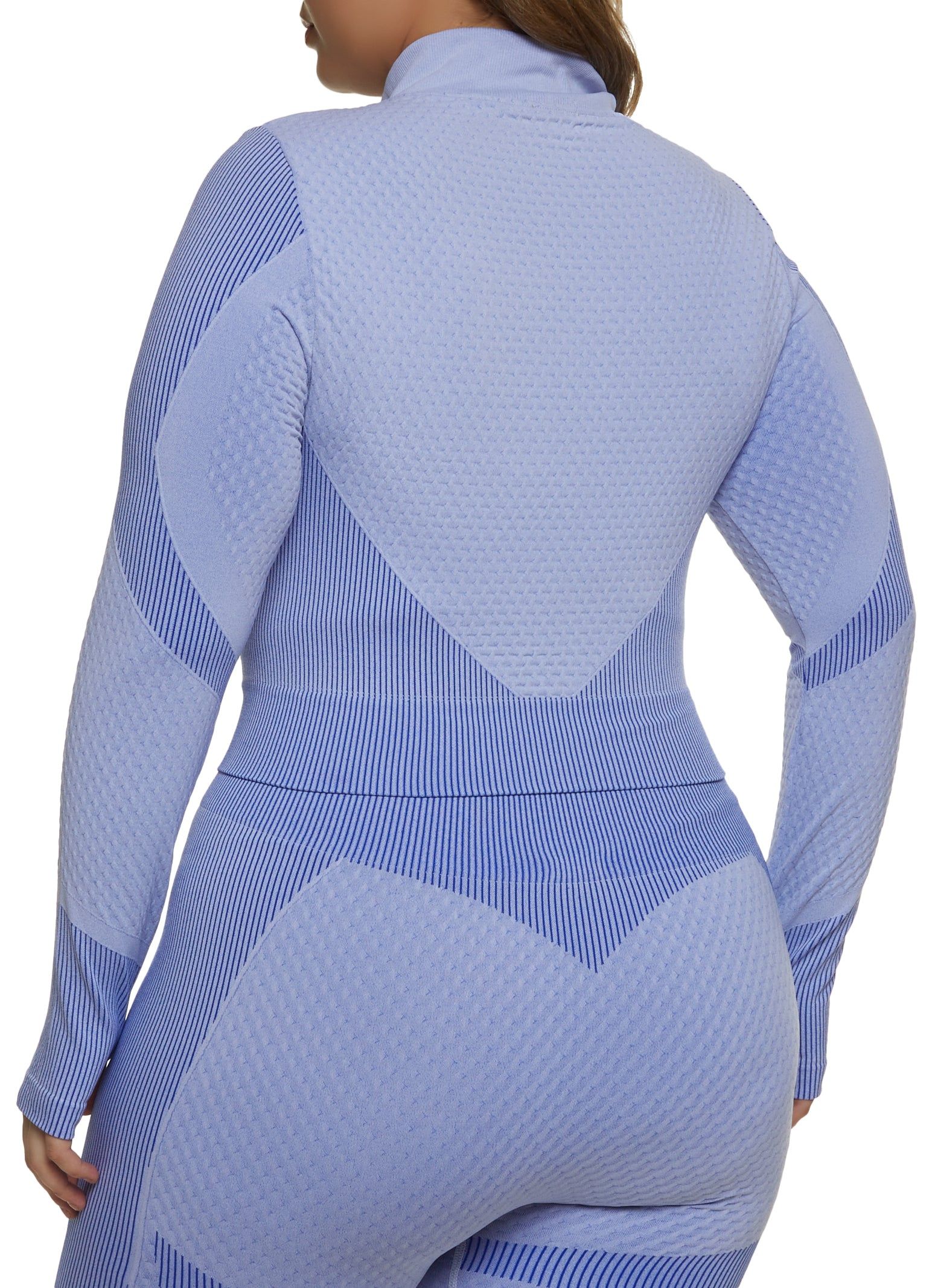 Plus Size Seamless Striped Detail Waffle Knit Track Jacket sold by Rainbow product image thumbnail 3