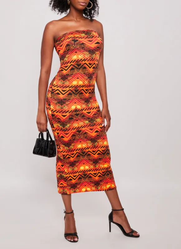 Tribal Print Maxi Tube Dress sold by Rainbow