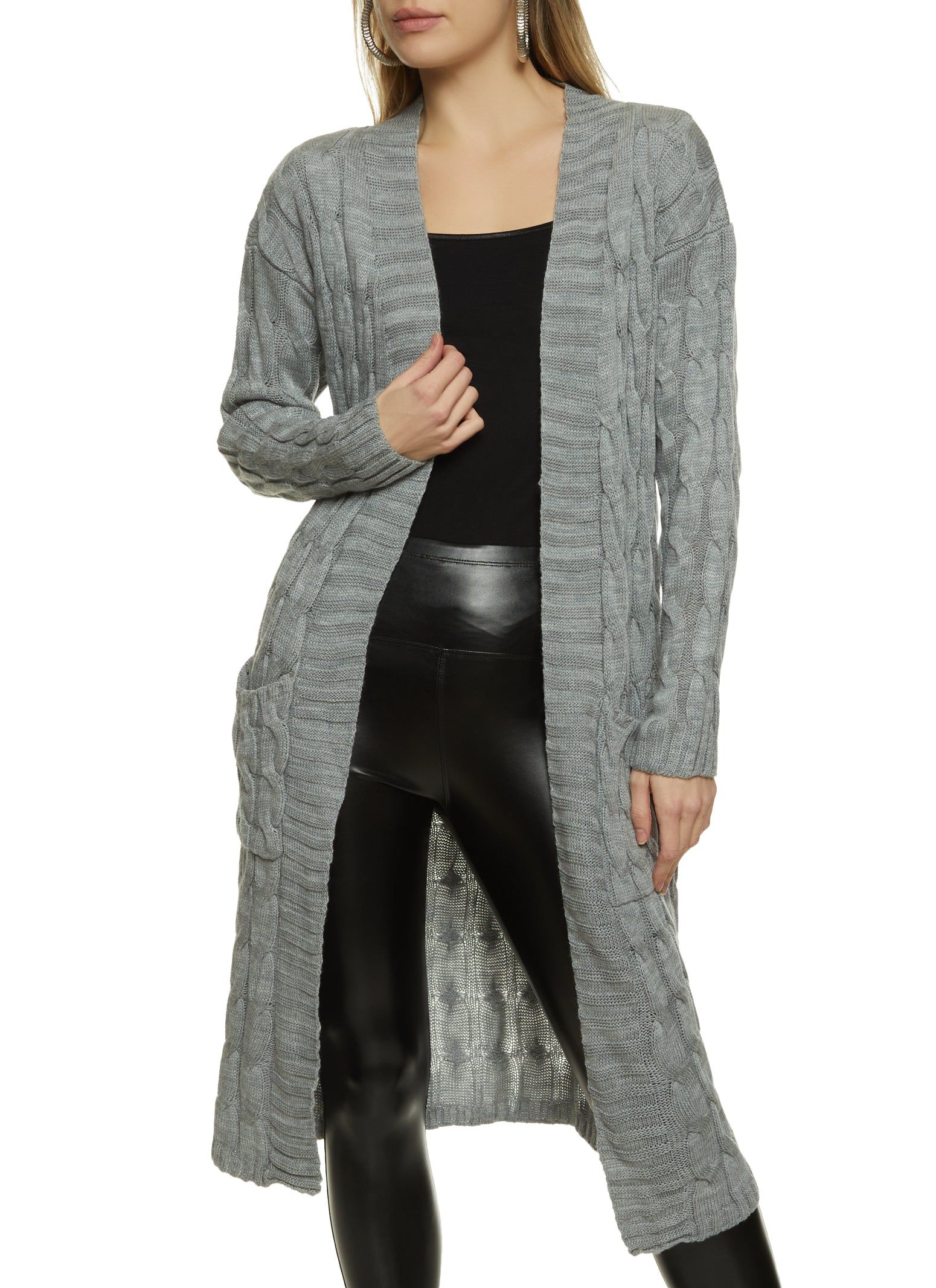 Cable Knit Long Cardigan sold by Rainbow