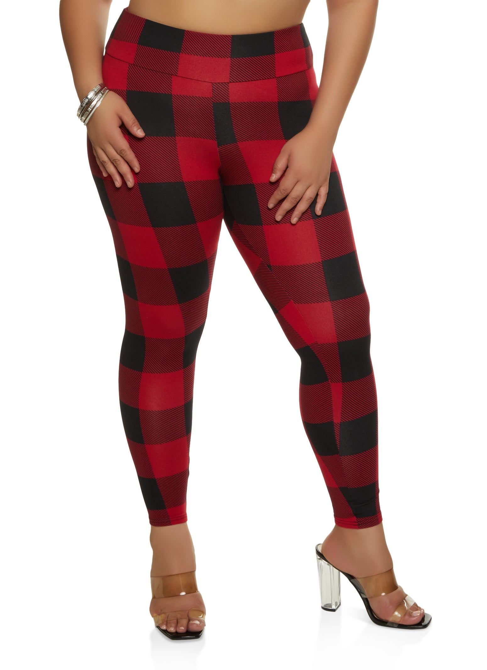 Plus Size Plaid High Waist Leggings sold by Rainbow