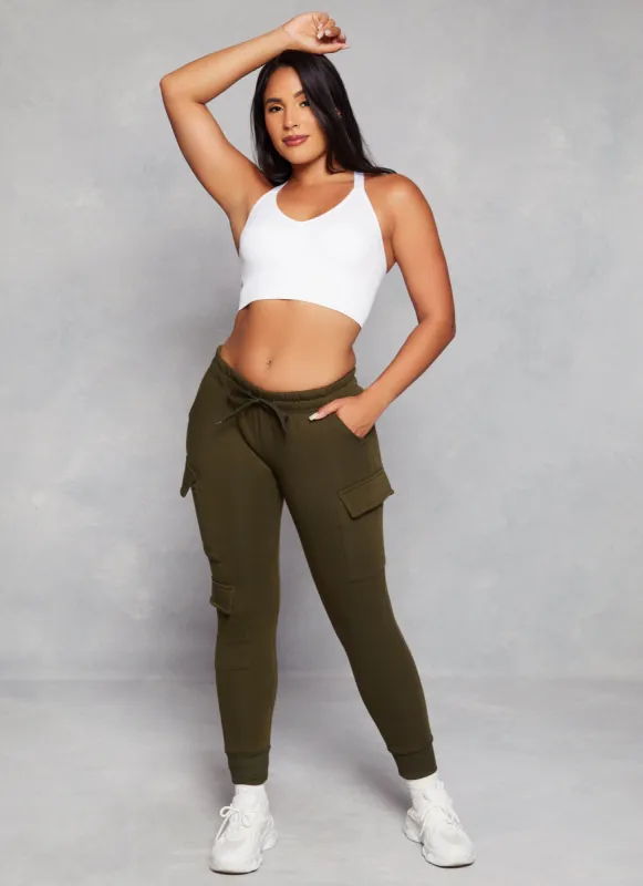 Fleece Drawstring Cargo Joggers sold by Rainbow