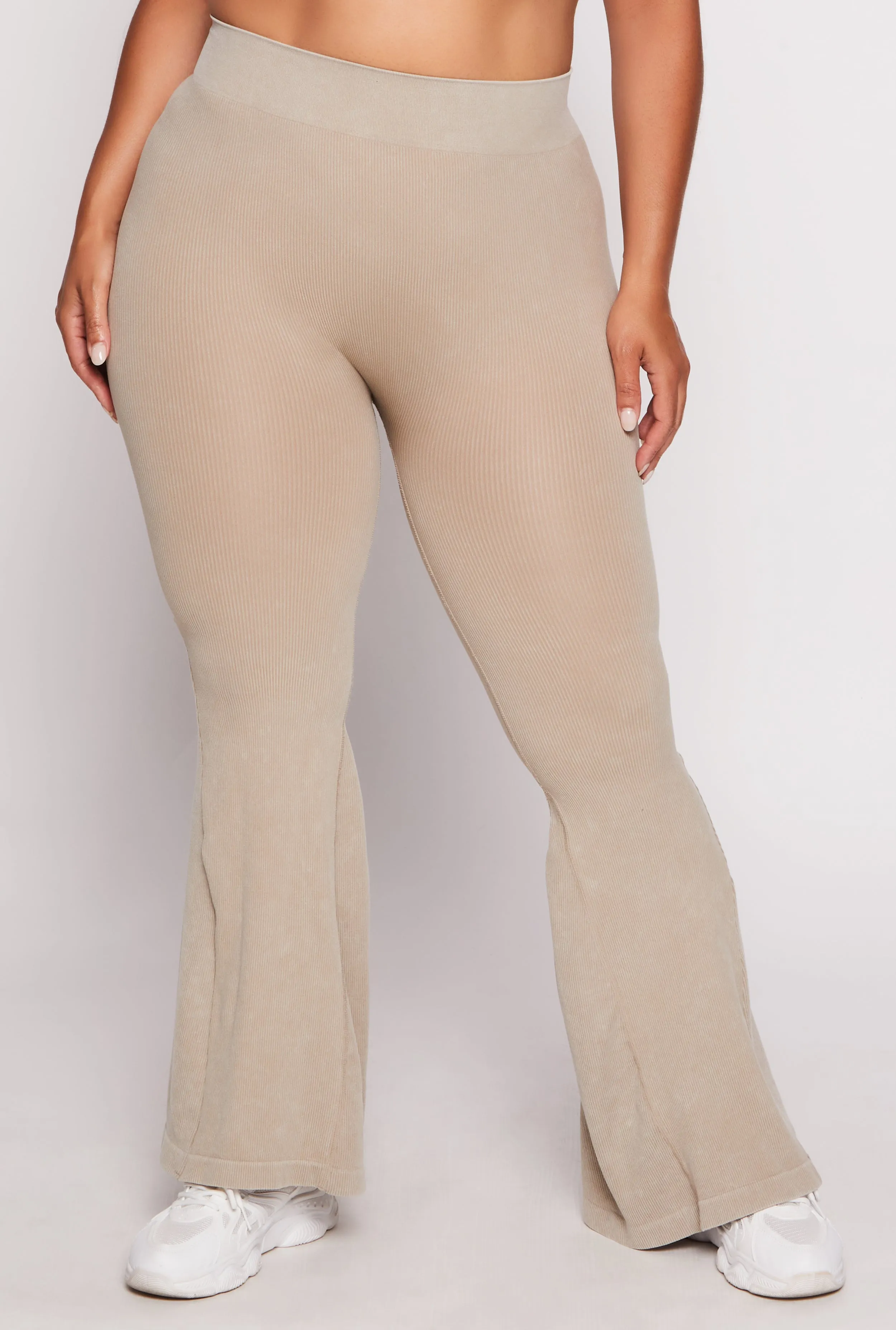 Plus Size Seamless Ribbed High Waisted Flare Pants sold by Rainbow product image thumbnail 2