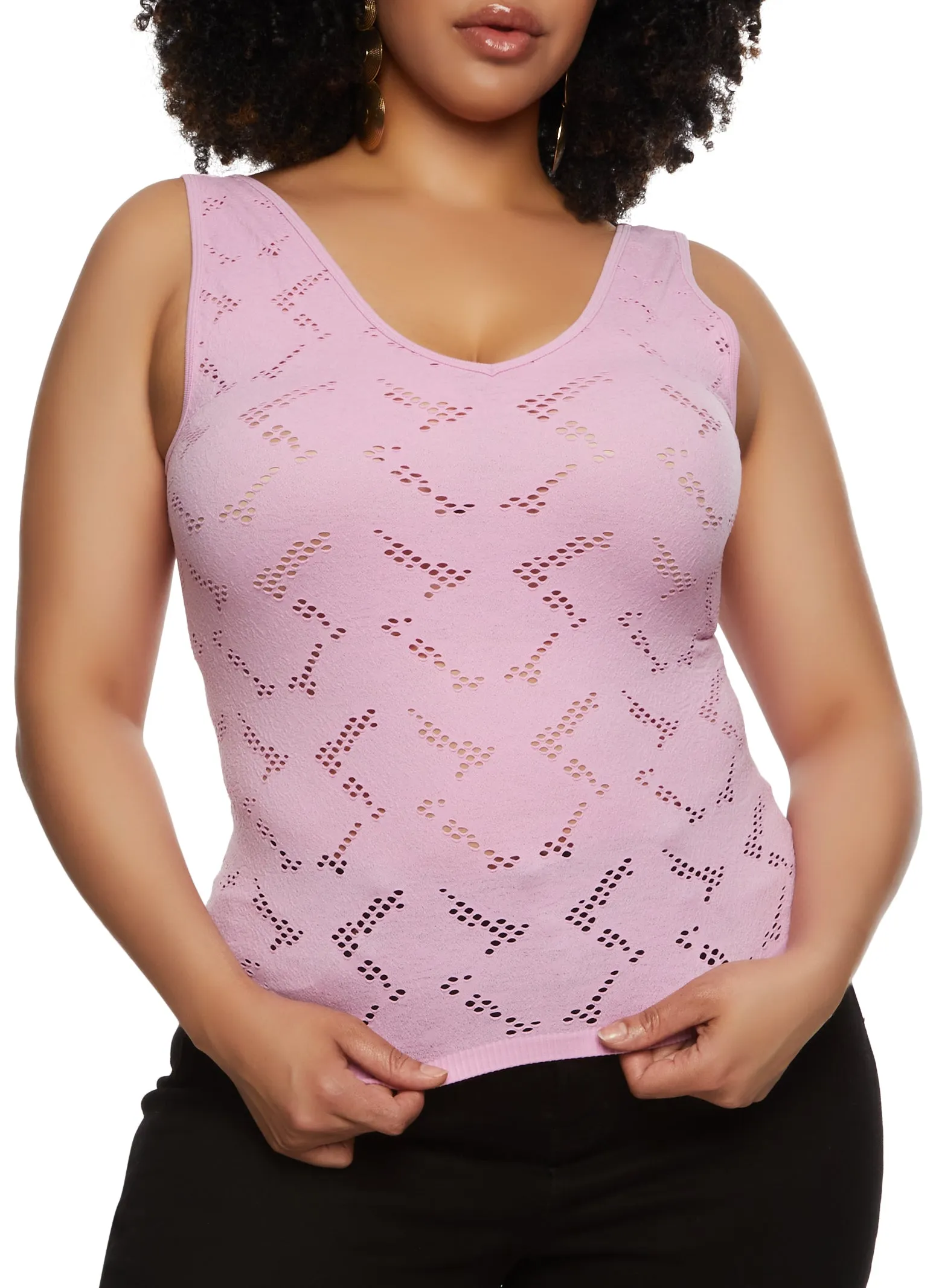 Plus Size Laser Cut Seamless Tank Top sold by Rainbow