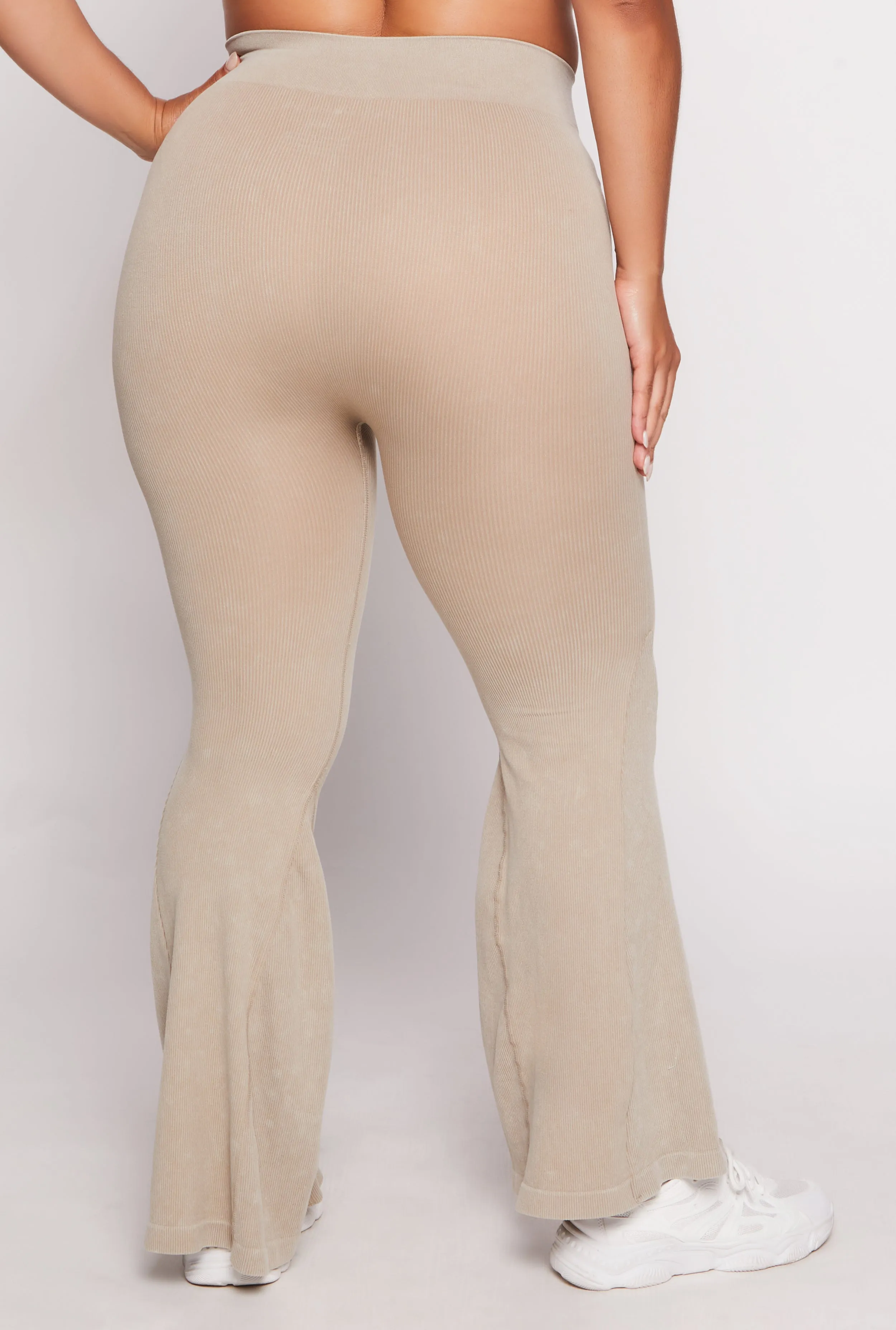 Plus Size Seamless Ribbed High Waisted Flare Pants sold by Rainbow product image thumbnail 3