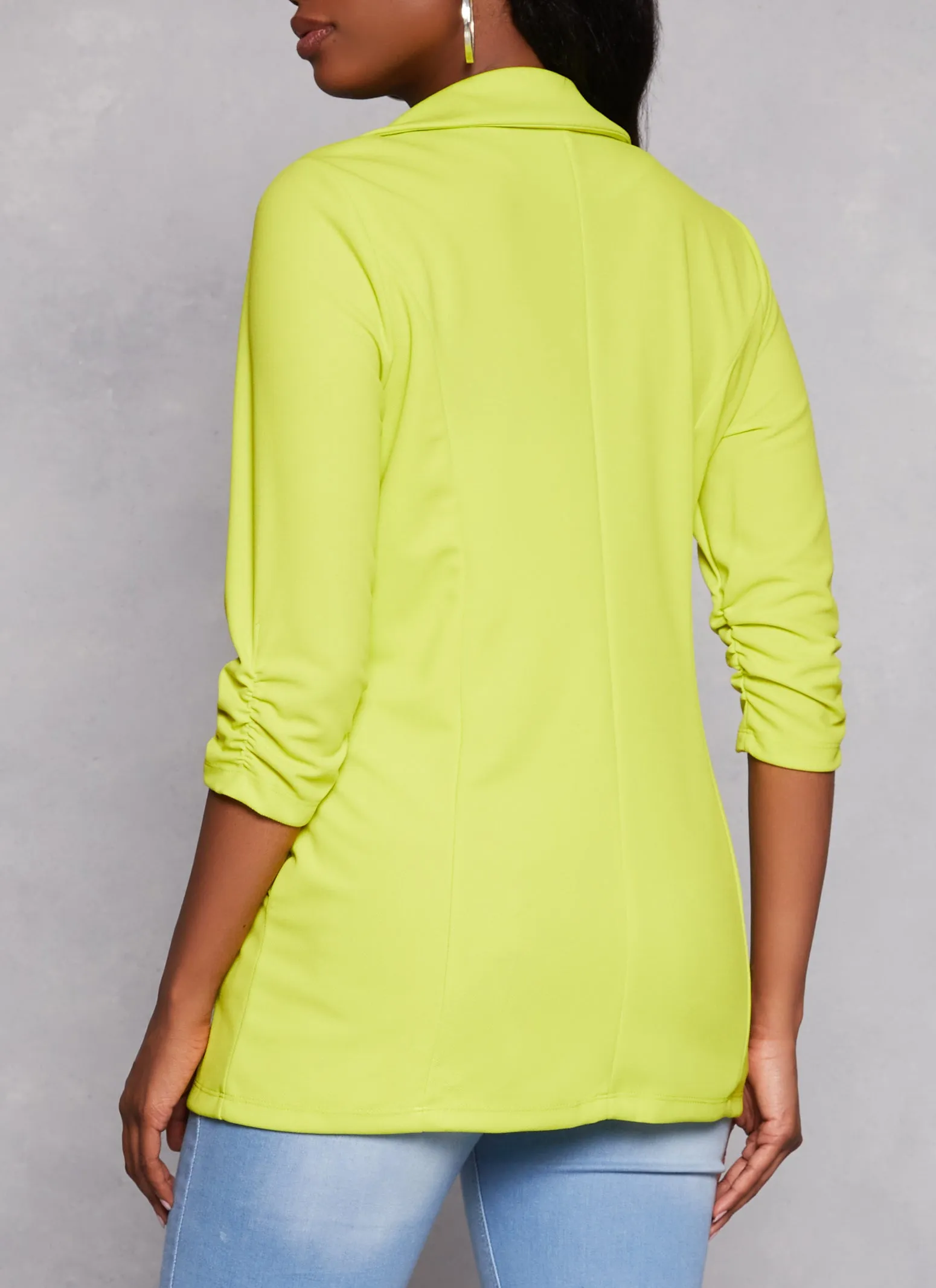 Solid Open Front Ruched Sleeve Blazer sold by Rainbow product image thumbnail 3