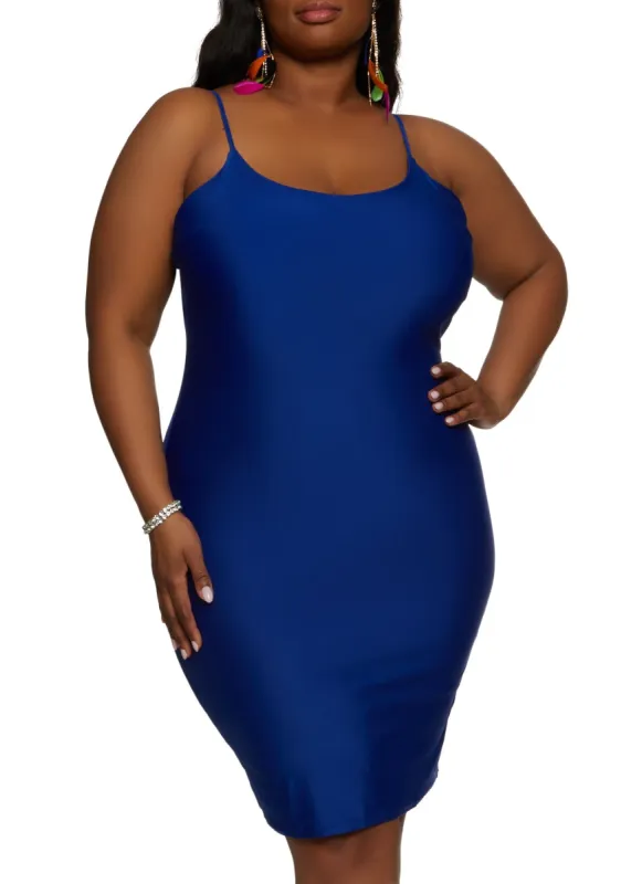 Plus Size Scoop Neck Midi Cami Dress sold by Rainbow