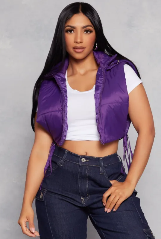 Daisy Side Tie Cropped Puffer Vest sold by Rainbow