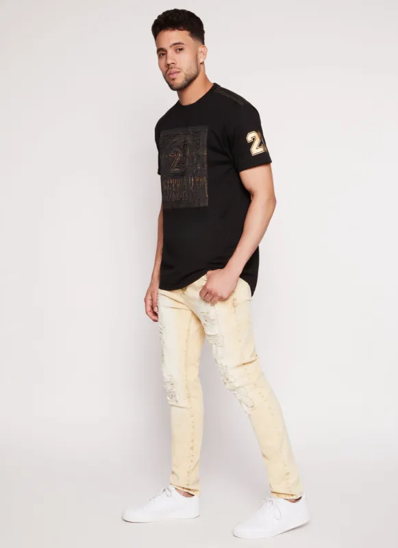 Mens Acid Wash Distressed Skinny Leg Jeans sold by Rainbow