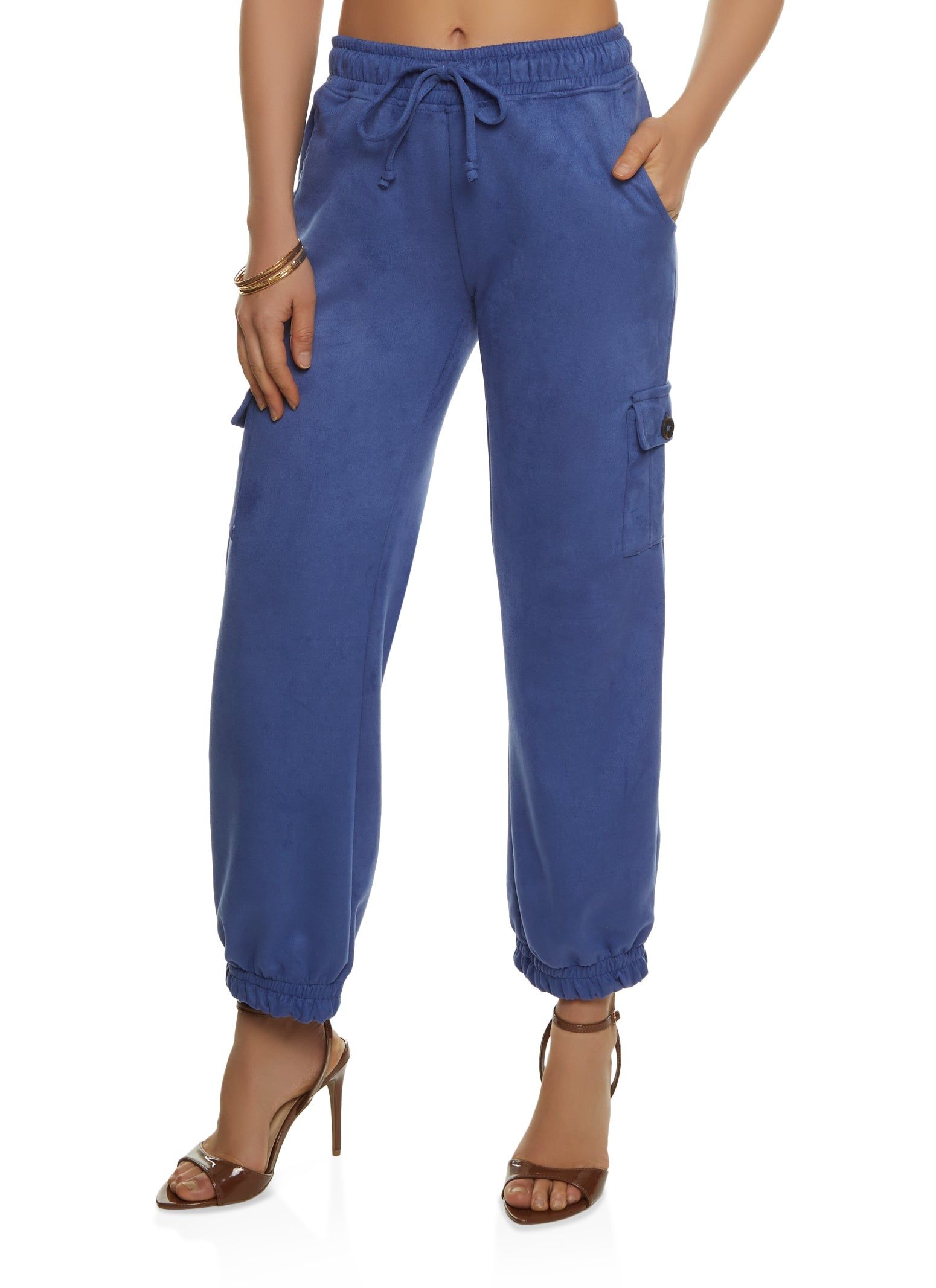 Faux Suede Drawstring Joggers sold by Rainbow