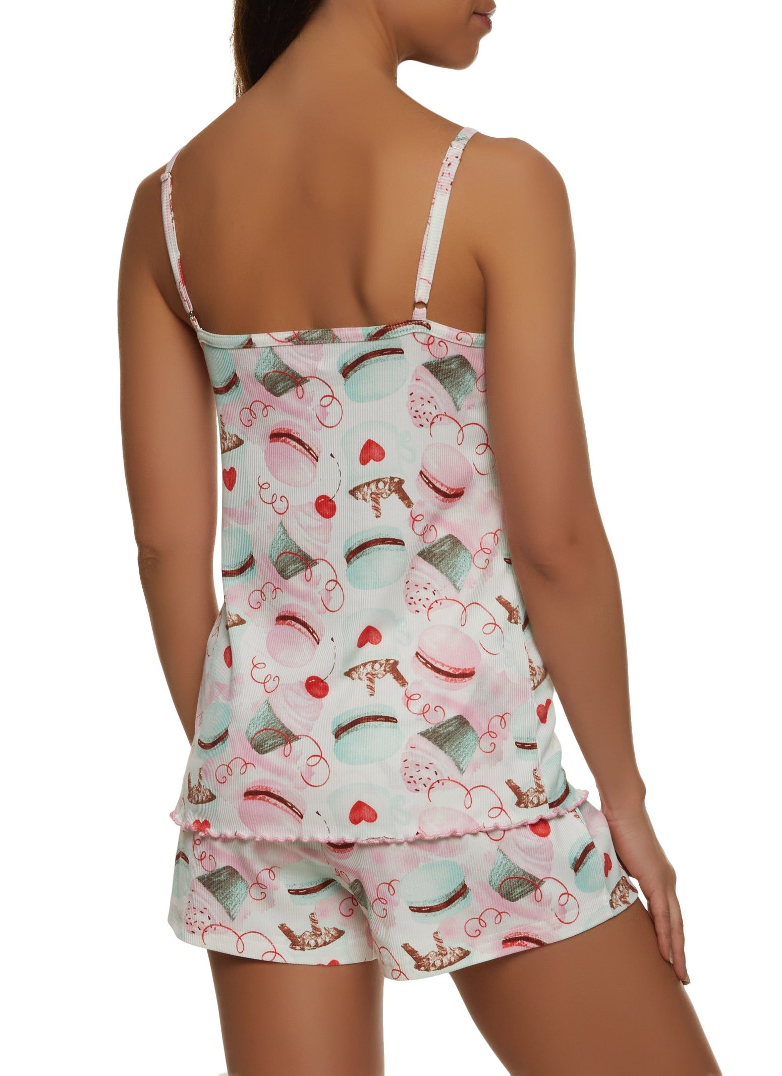 Ribbed Knit Printed Pajama Cami and Shorts sold by Rainbow product image thumbnail 2
