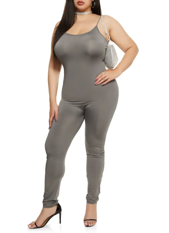 Plus Size Scoop Neck Cami Jumpsuit sold by Rainbow