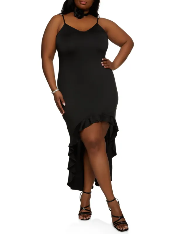 Plus Size Ruffled High Low Hem Dress sold by Rainbow