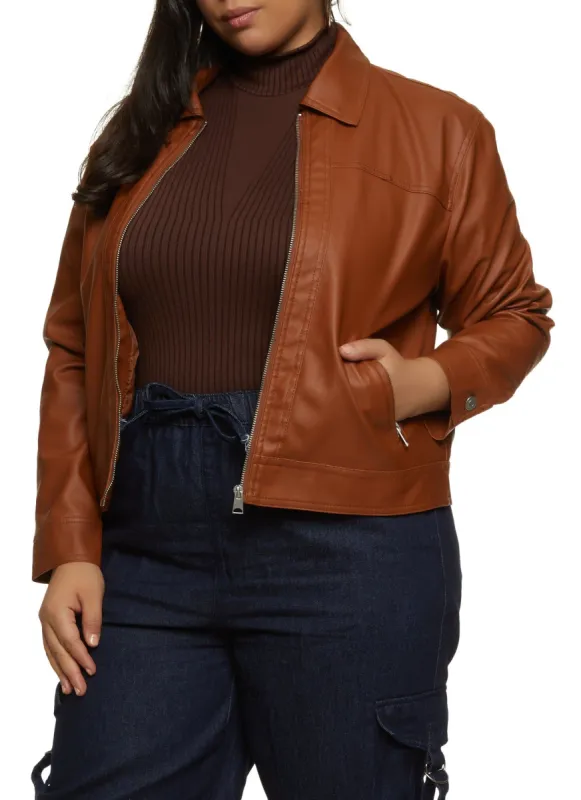 Plus Size Faux Leather Double Zipper Detail Mini Skirt sold by Rainbow
