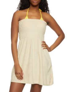 Solid Terry Cloth Smocked Cover Up Dress sold by Rainbow