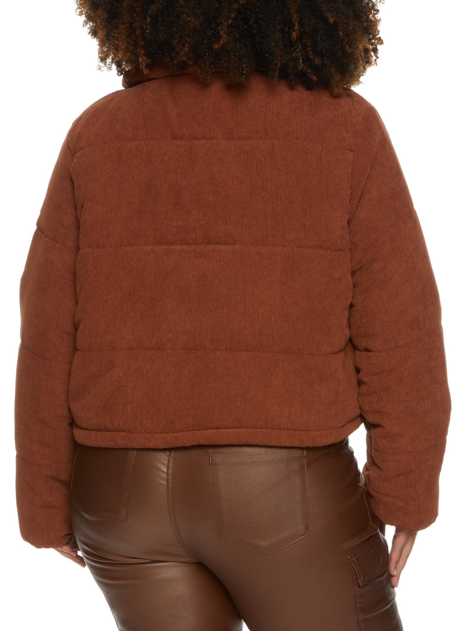 Plus Size Zip Front Corduroy Puffer Jacket sold by Rainbow product image thumbnail 3
