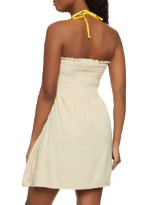 Solid Terry Cloth Smocked Cover Up Dress sold by Rainbow