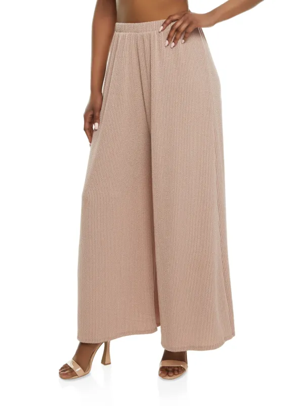 Textured Ribbed Knit Palazzo Pants sold by Rainbow
