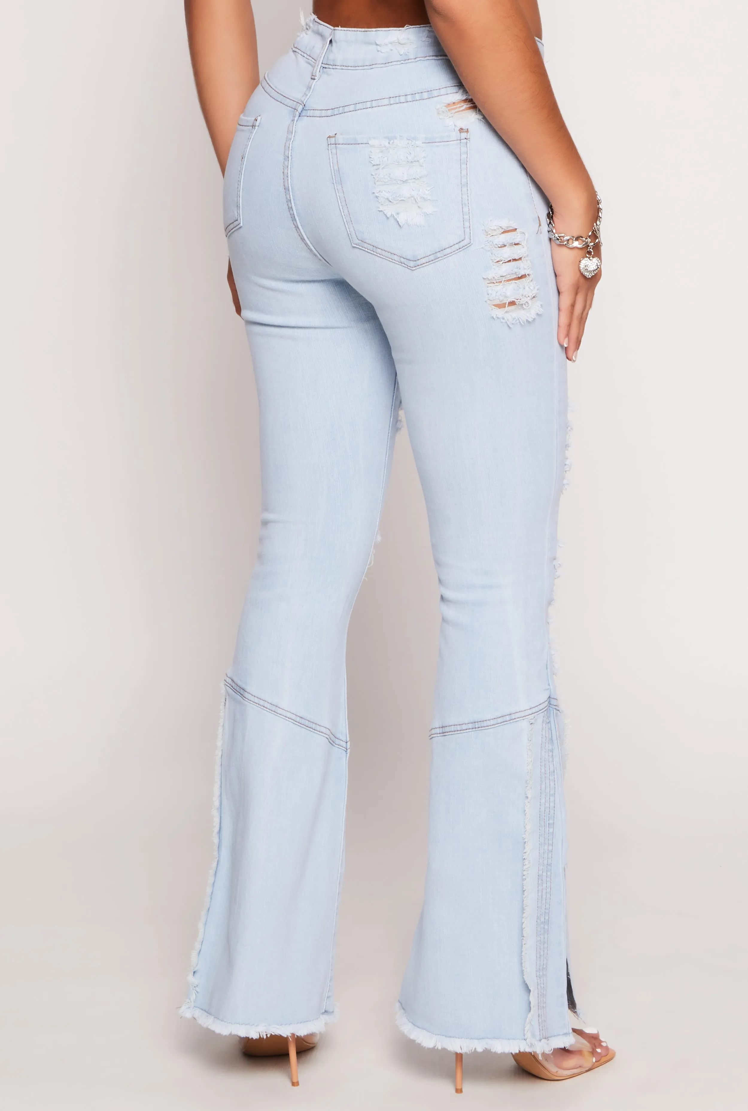 Ripped High Waisted Flare Jeans sold by Rainbow product image thumbnail 3