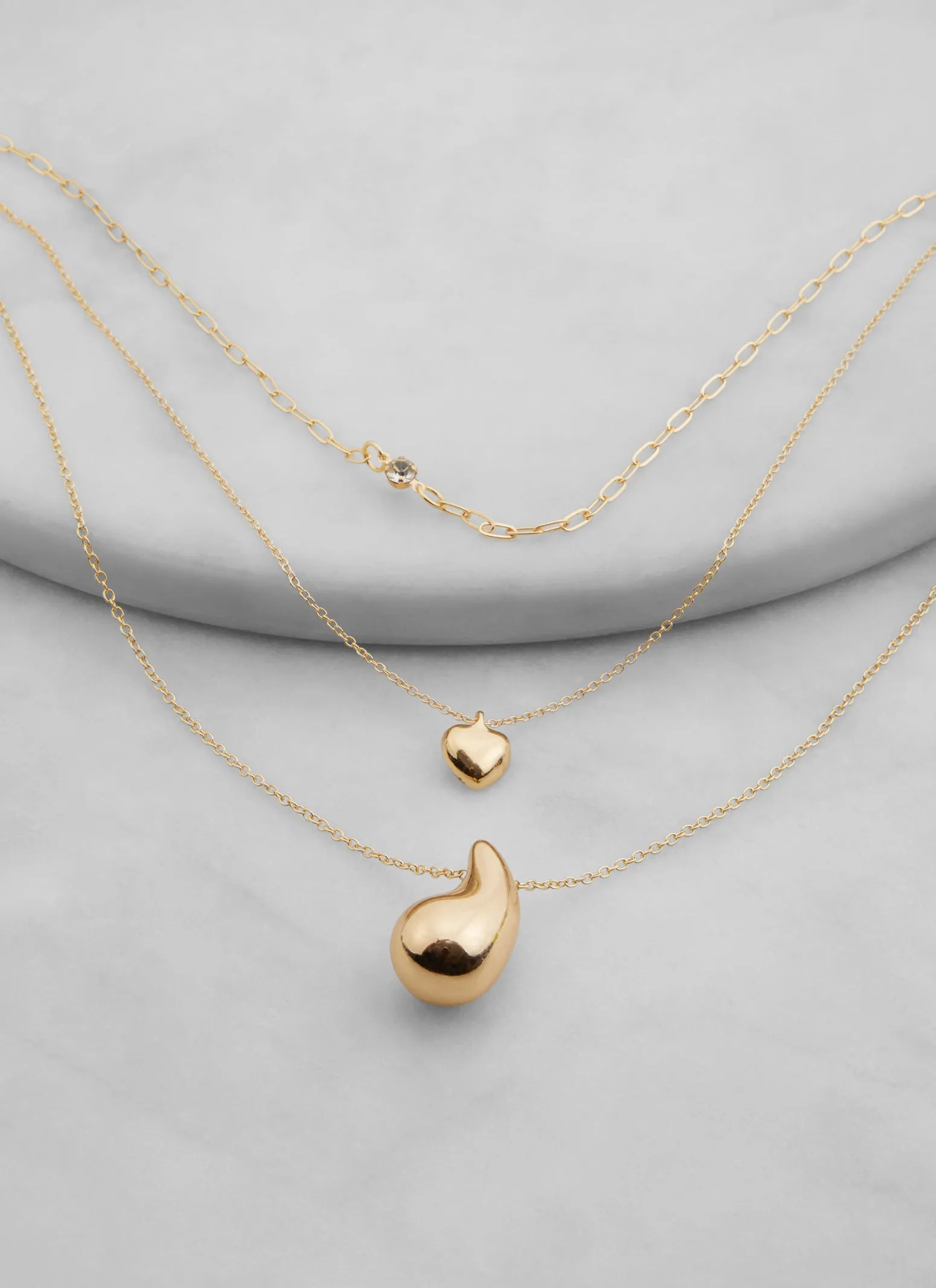 Metallic Teardrop Layered Necklace sold by Rainbow product image thumbnail 2