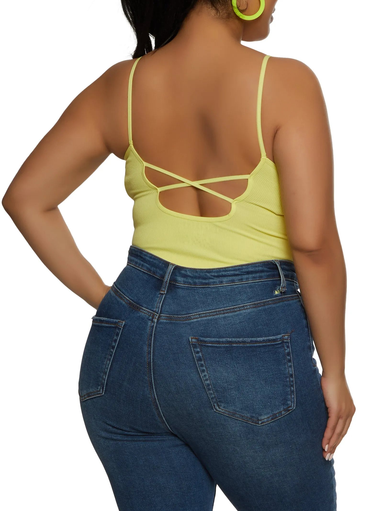 Plus Size Seamless Criss Cross Back Cami Bodysuit sold by Rainbow product image thumbnail 3