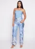 Daisy Foil Screen Wide Leg Cargo Jeans sold by Rainbow