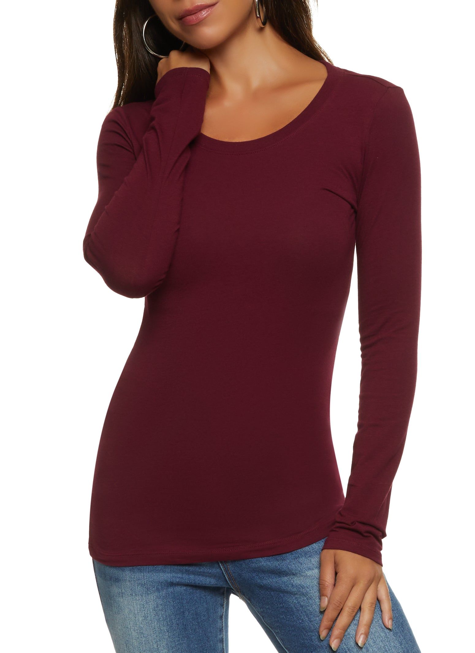 Basic Crew Neck Long Sleeve Tee sold by Rainbow