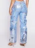 Daisy Foil Screen Wide Leg Cargo Jeans sold by Rainbow