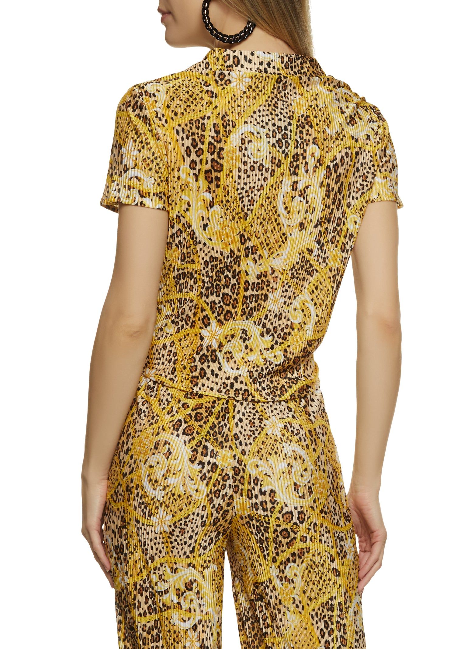 Printed Plisse Tie Front Shirt sold by Rainbow product image thumbnail 3