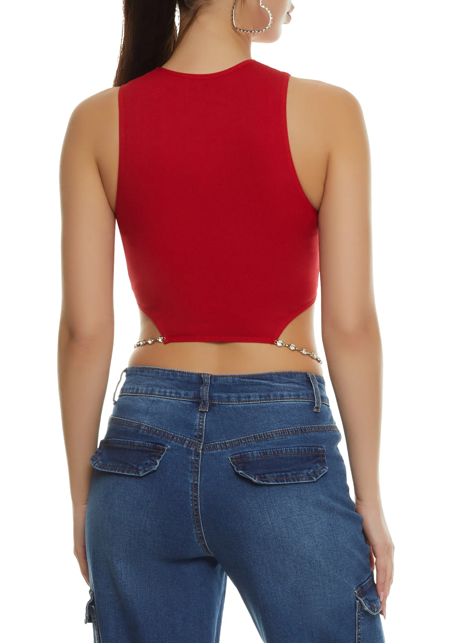 Chain Trim Cropped Tank Top sold by Rainbow product image thumbnail 2