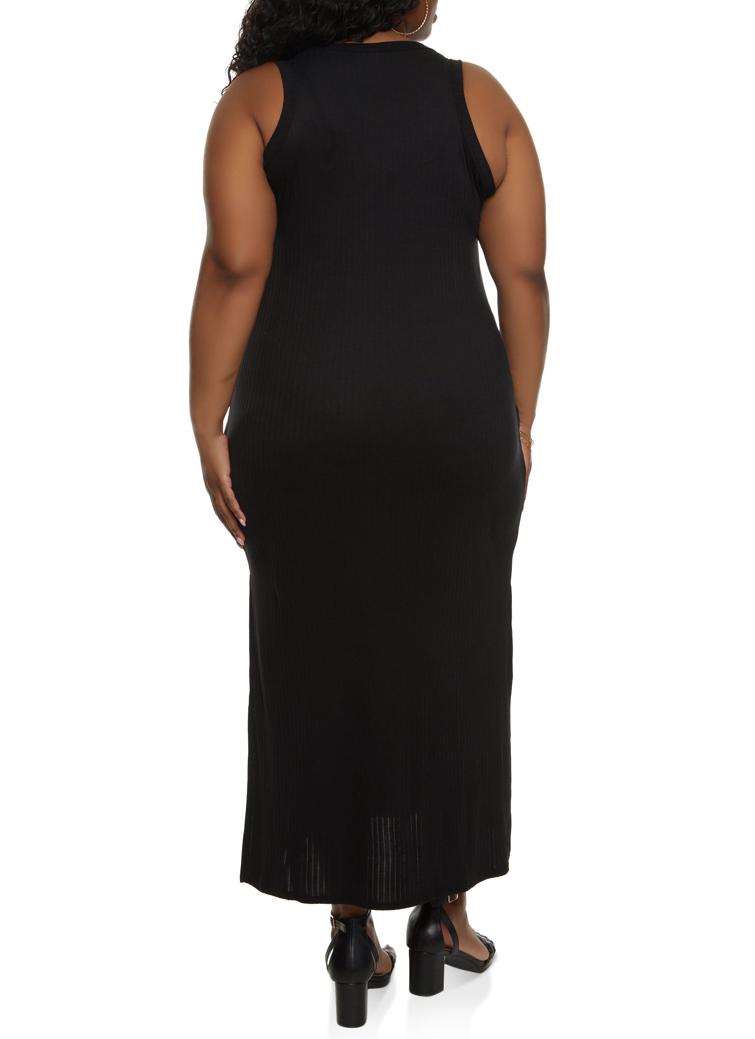 Plus Size Ribbed Side Slit Maxi Tank Dress sold by Rainbow product image thumbnail 3