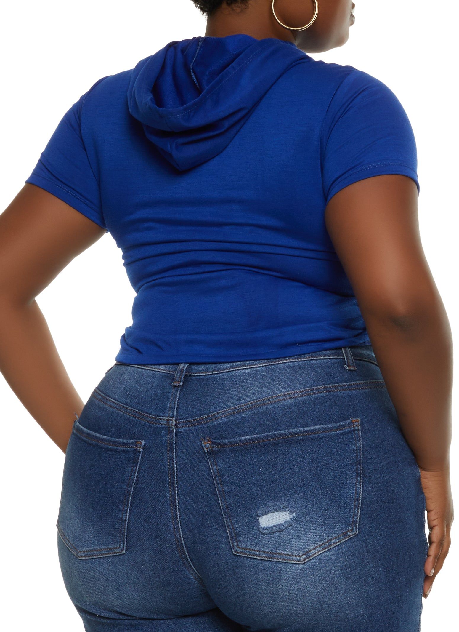 Plus Size Always Grateful Ruched Front Hooded Top sold by Rainbow product image thumbnail 2