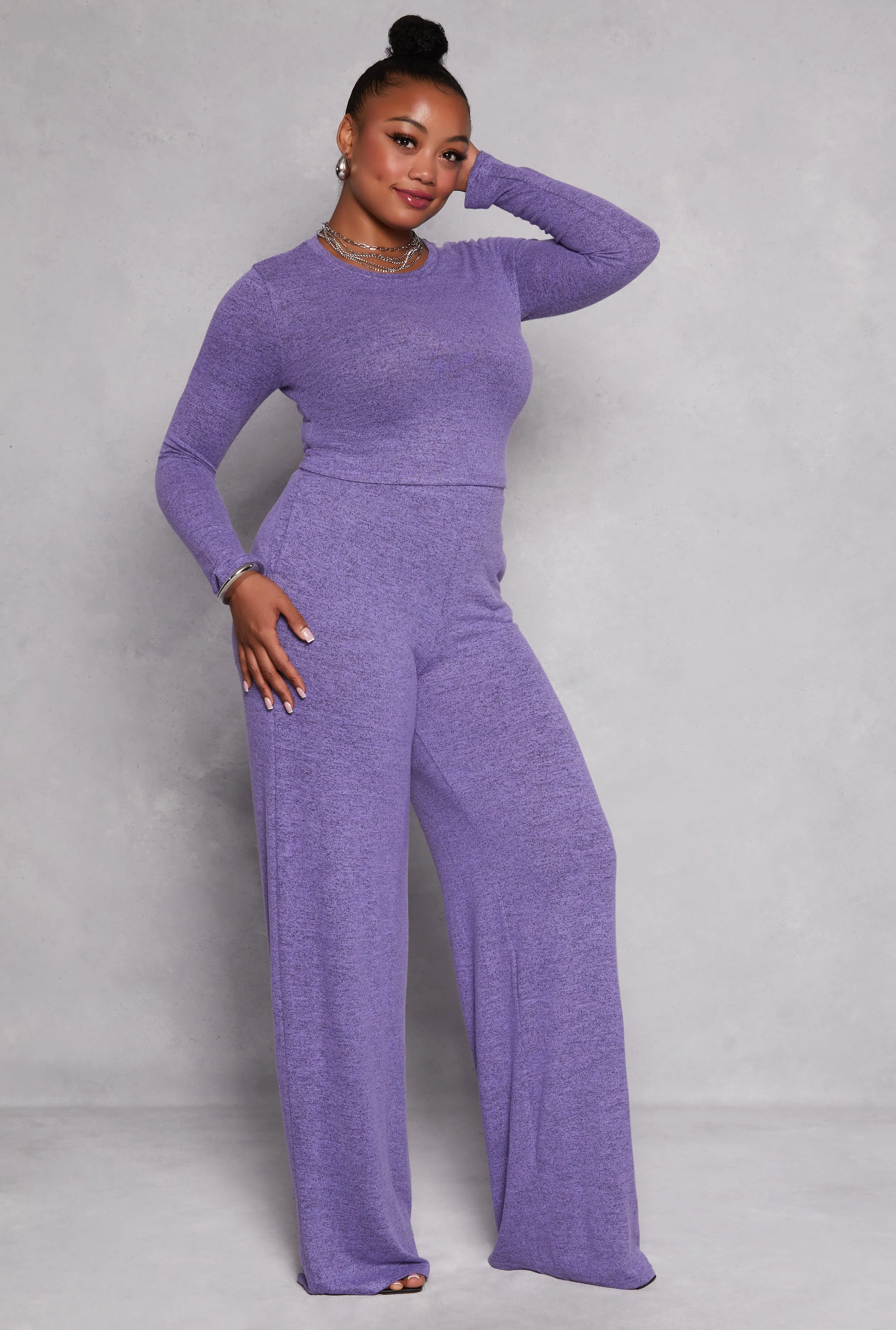 Plus Size Brushed Knit Long Sleeve Crop Top sold by Rainbow product image thumbnail 2