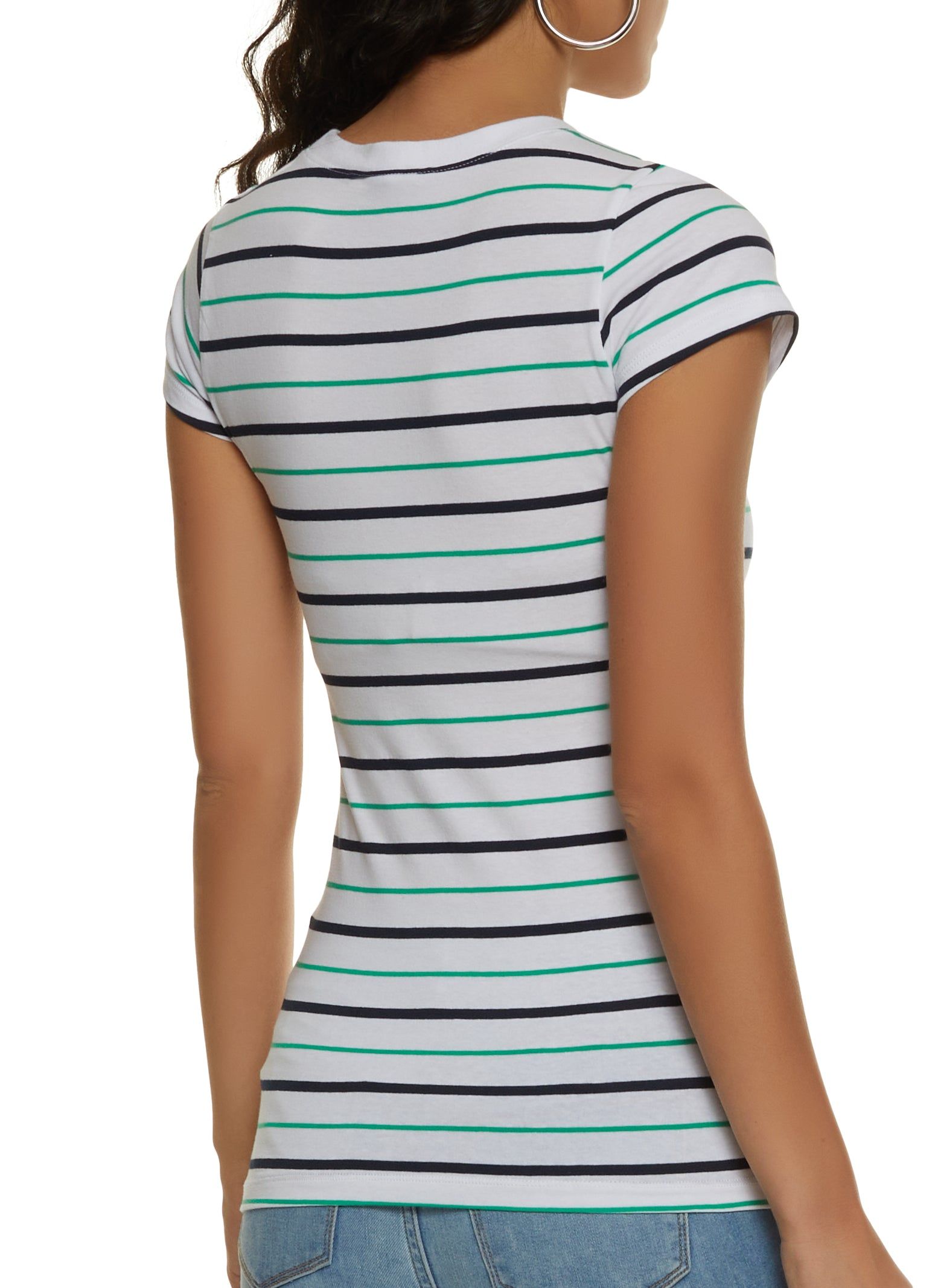 Basic Striped Crew Neck Tee sold by Rainbow product image thumbnail 2