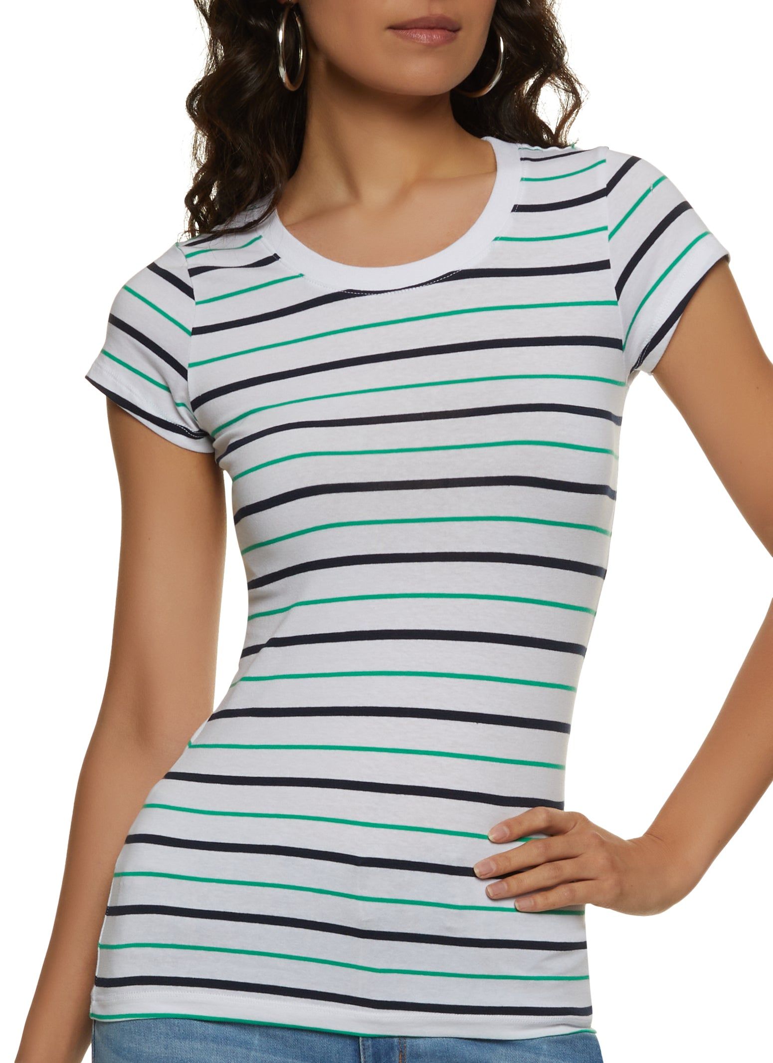 Basic Striped Crew Neck Tee sold by Rainbow