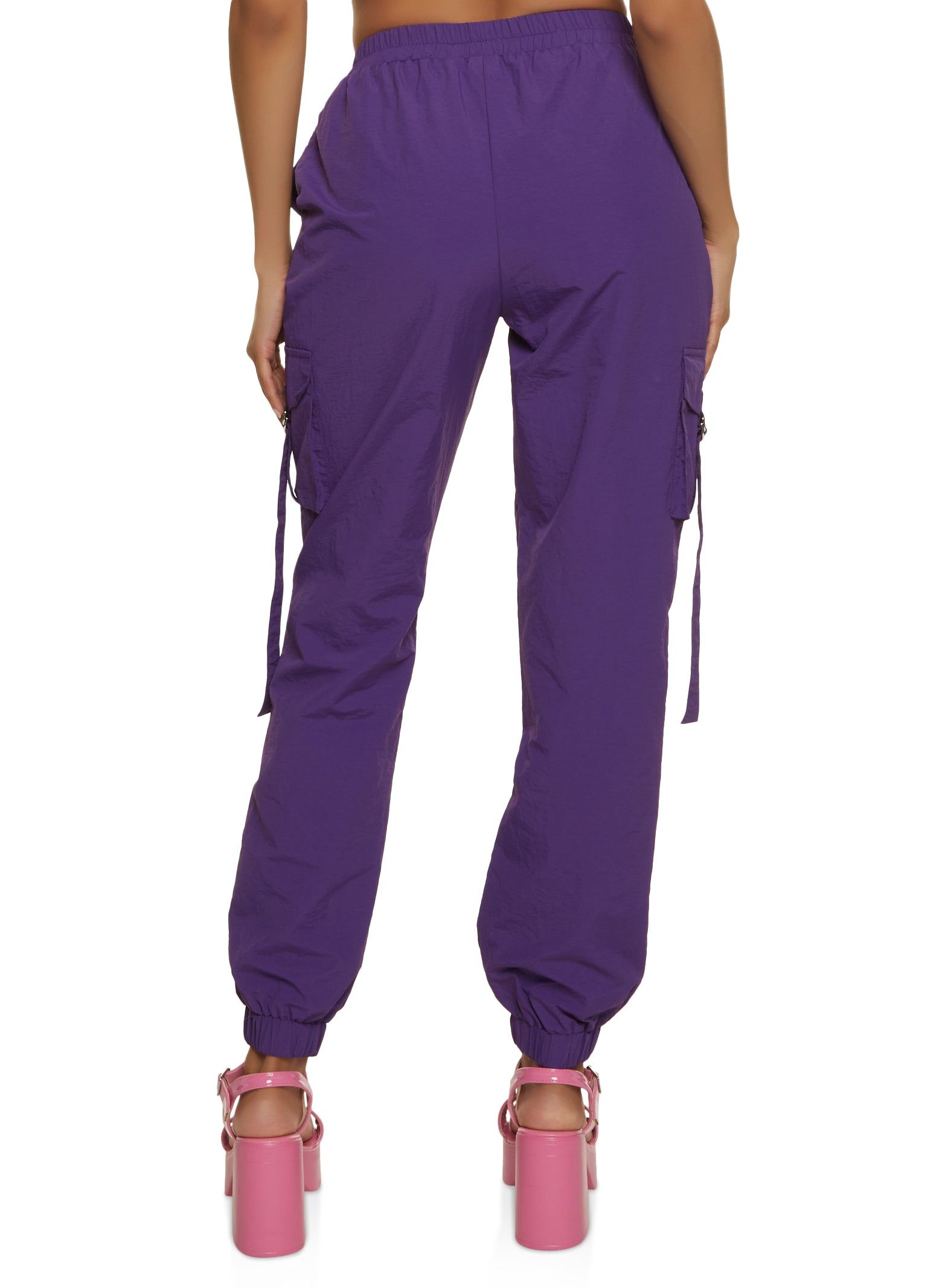 Nylon High Waisted Cargo Joggers sold by Rainbow product image thumbnail 3