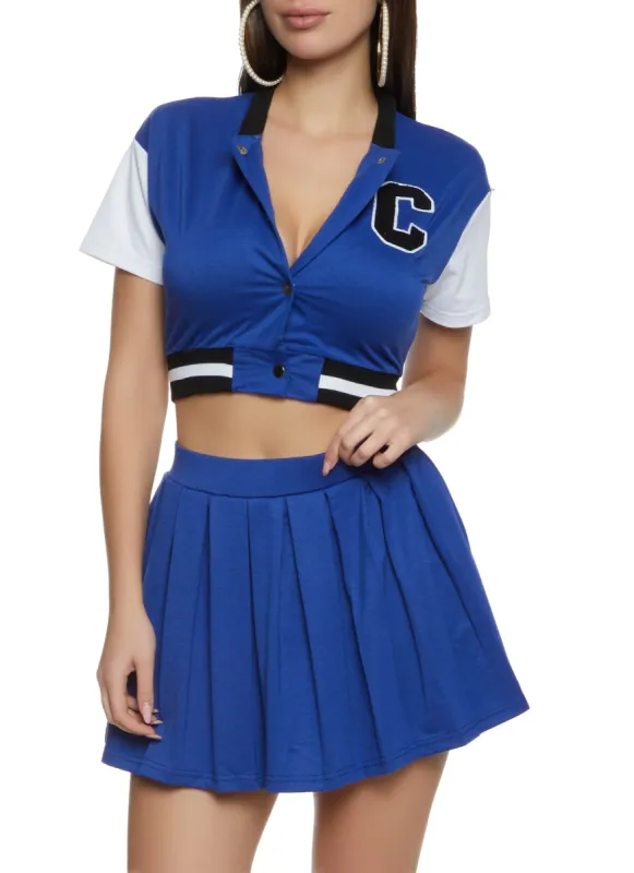 C Chenille Patch Cropped Varsity Jacket sold by Rainbow