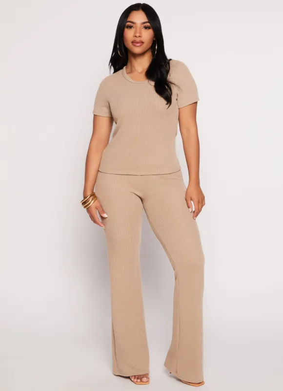 Ribbed Knit Flared Pants sold by Rainbow