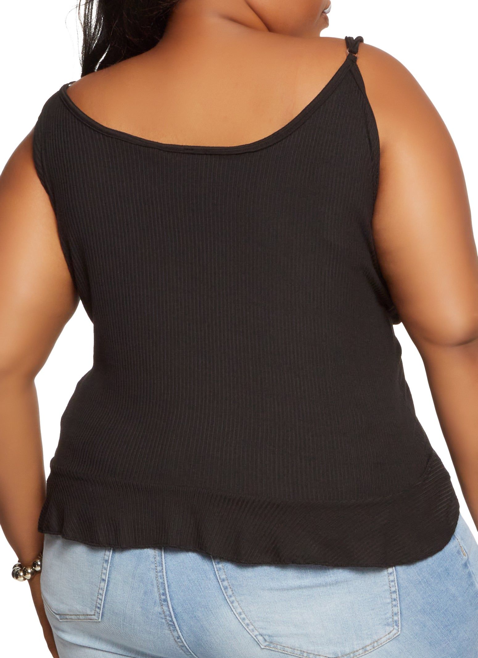 Plus Size Ruched Tie Front Cropped Cami sold by Rainbow product image thumbnail 2