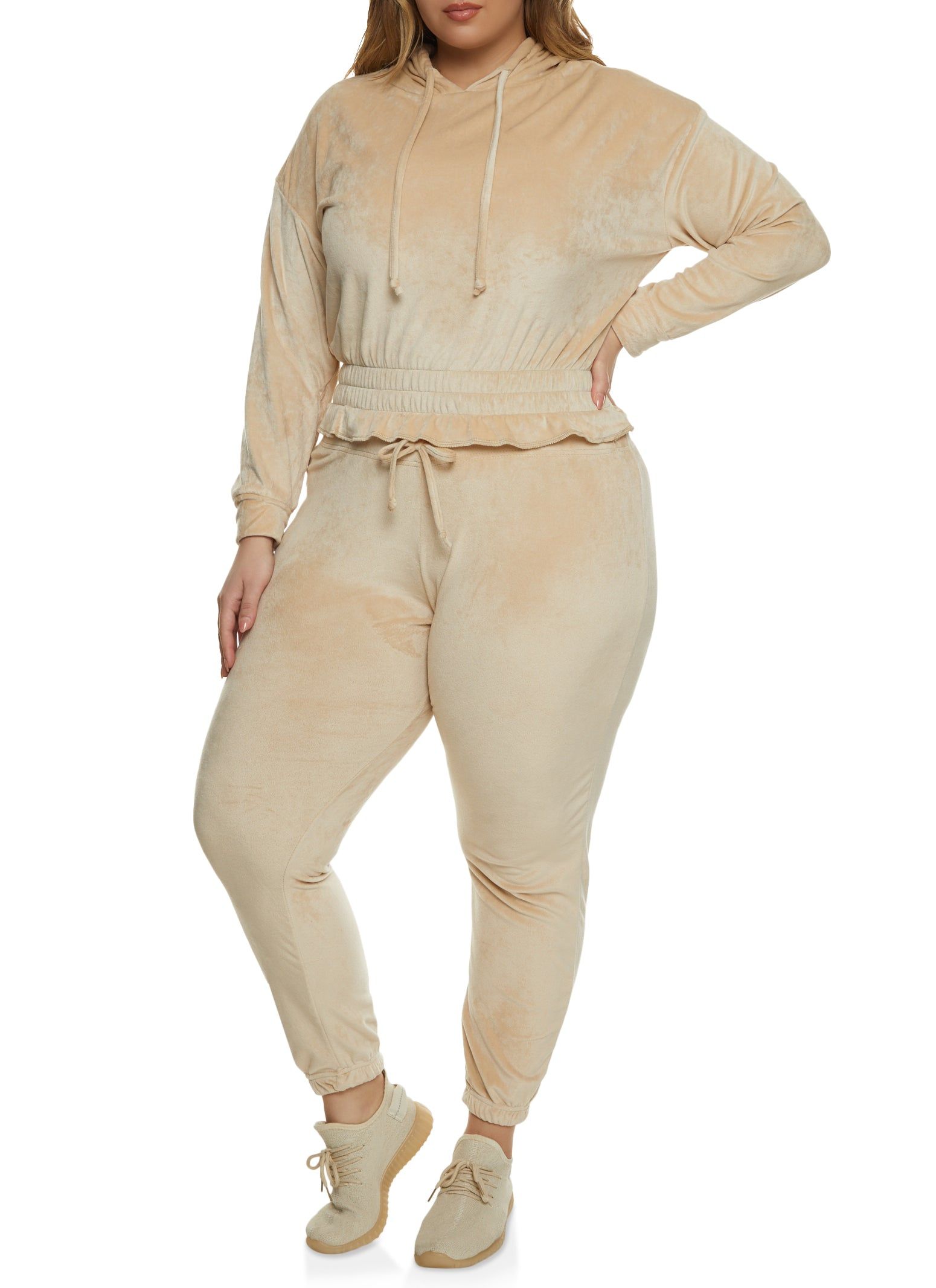 Plus Size Velour Elastic Waist Hoodie sold by Rainbow product image thumbnail 2